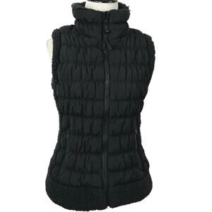 Calvin Klein Women Performance Puffer Vest Jacket Outdoors Sherpa Black Medium